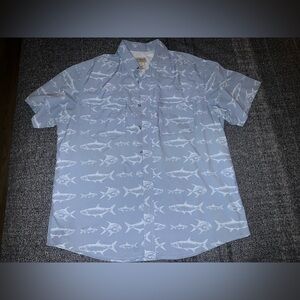 LL Bean Fishing Vented Gray Mesh 2 Pocket Short Sleeve Shirt Mens XL